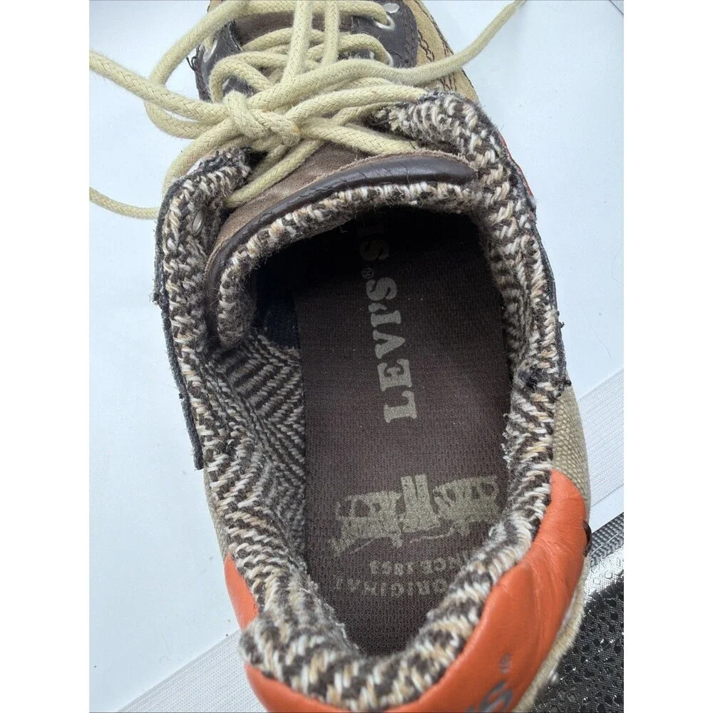 Levi’s Men’s Size 10 EC094 Brown Suede Canvas Tweed Mix Casual Sneakers